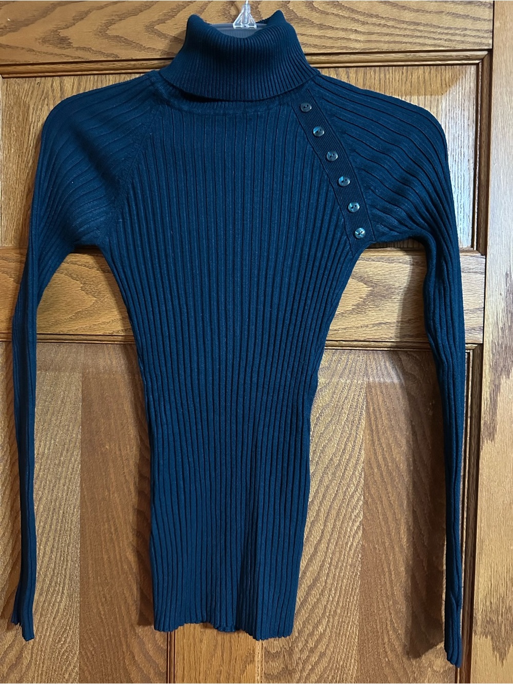 It's Our Time Ribbed Turtleneck Sweater with Shoulder Buttons